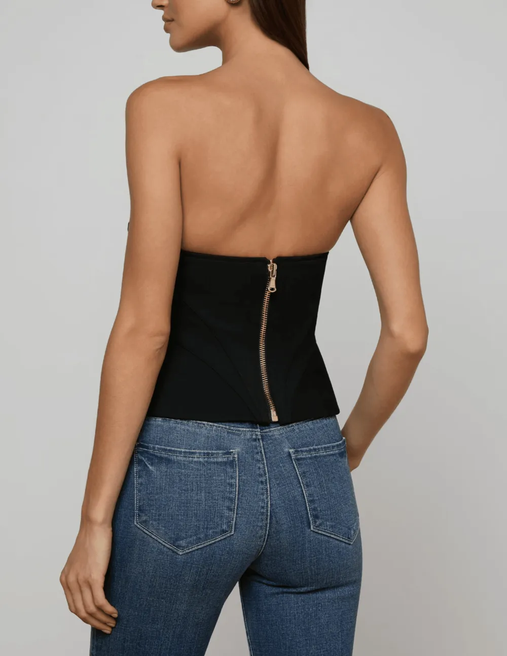 Classic Structured Peplum Sweetheart-Neck Underwire Corset-Inspired Tank Top