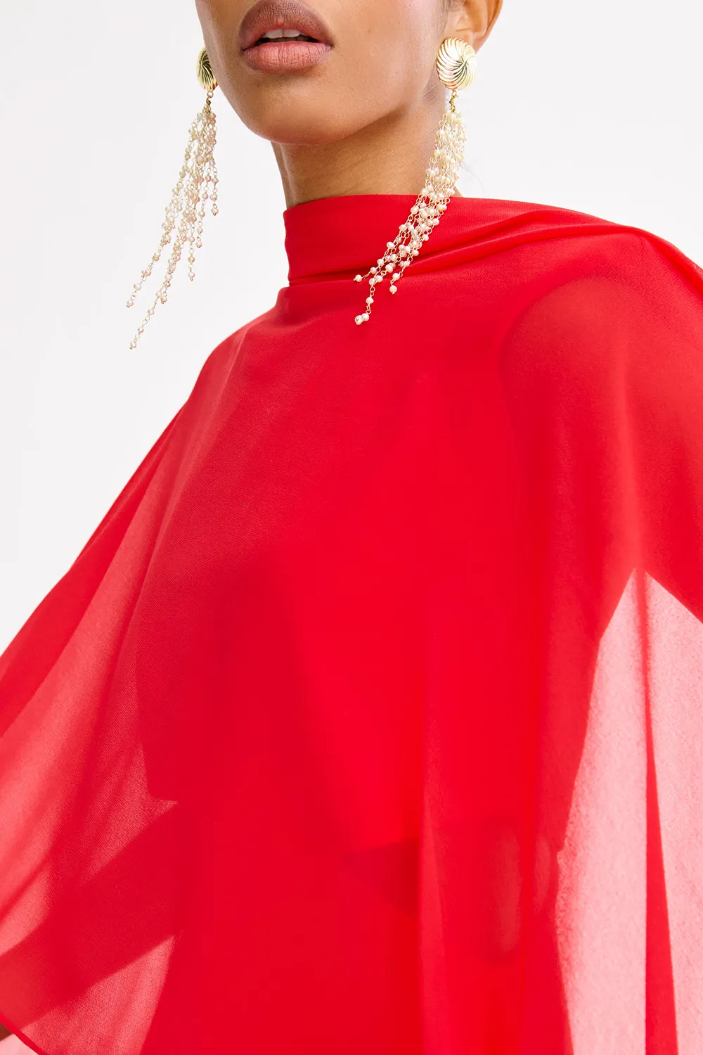 Red Solid Color Shawl