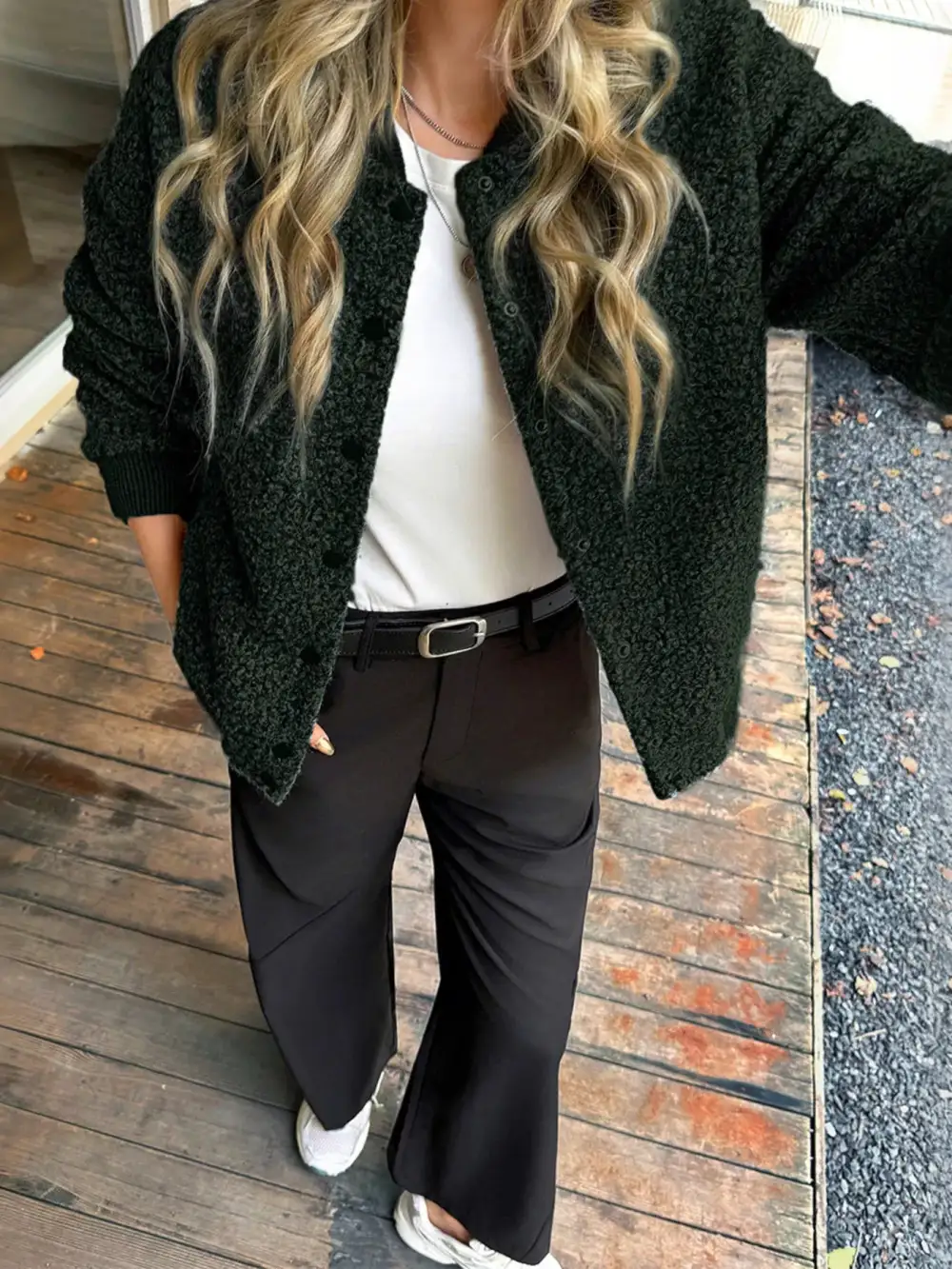 Snap Down Dropped Shoulder Jacket Easy Layering Piece