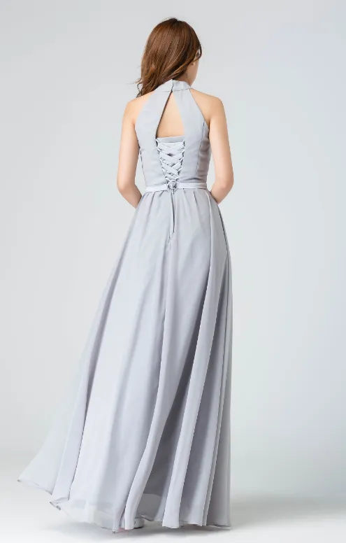 Chiffon A Line Pleated Sleeveless Maxi Dress