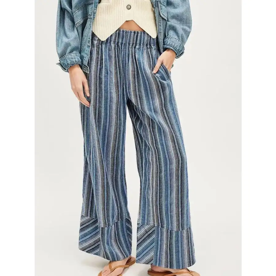 Casual Striped Wide Leg Pants