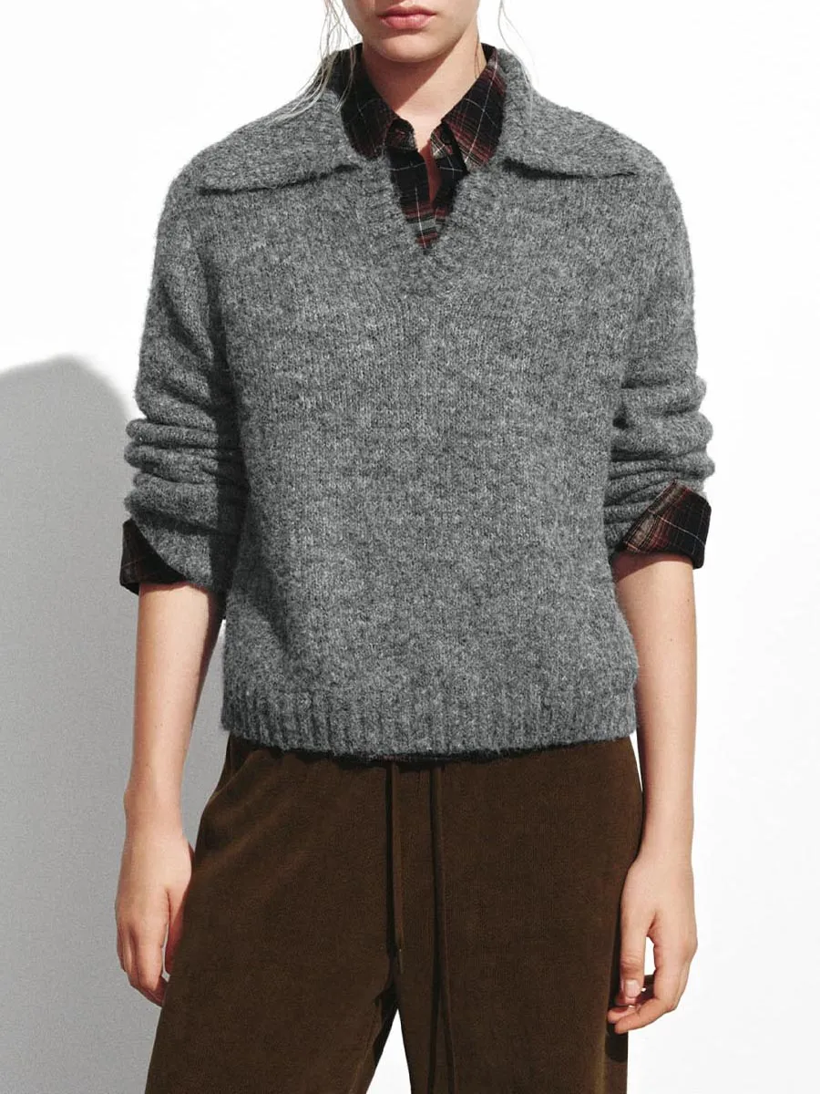 A Loose V-Neck Casual Sweater For Women