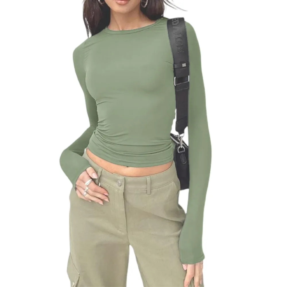 Women's Solid Long Sleeve Sports Tee