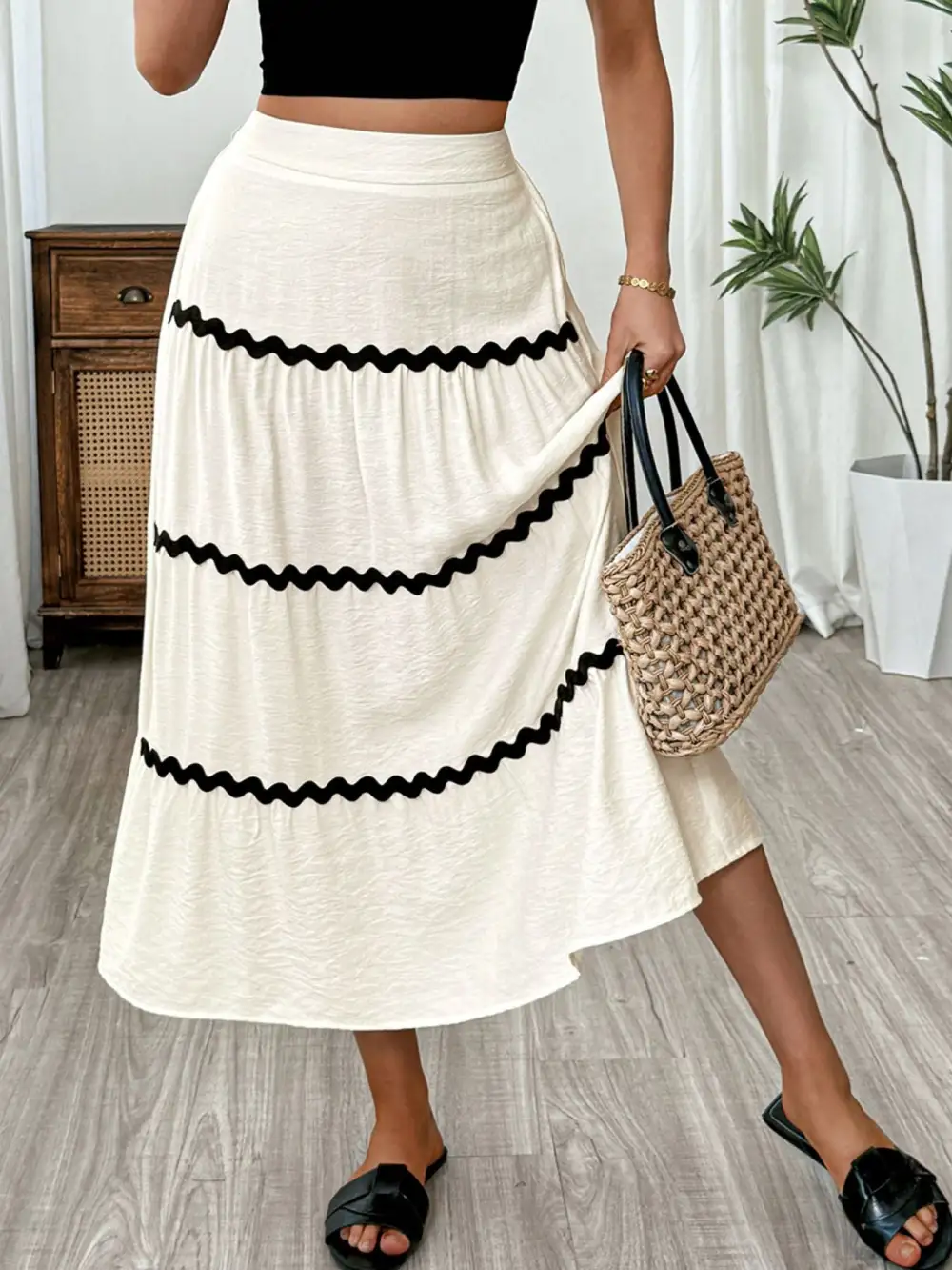 Tiered Flowy Midi Skirt