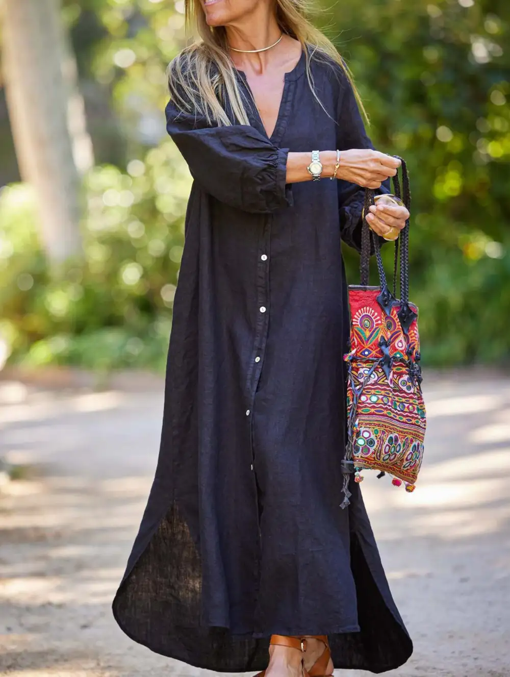 Clean Line Long-Sleeved Cardigan Dress