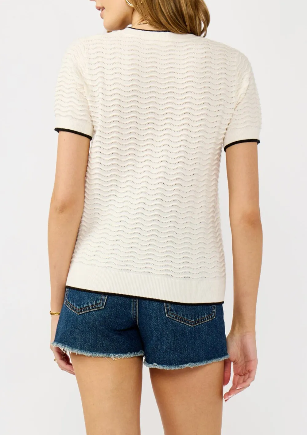 Contrast Trim Round Neck Knit Top
