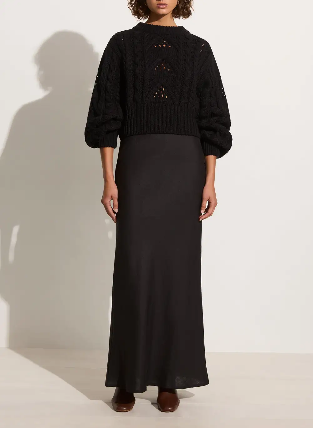 EYELET ROUND NECK KNIT JUMPER