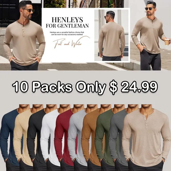 🧍‍♂️ Men’s Henley Long Sleeve Shirt – Lightweight, Soft & Everyday-Ready