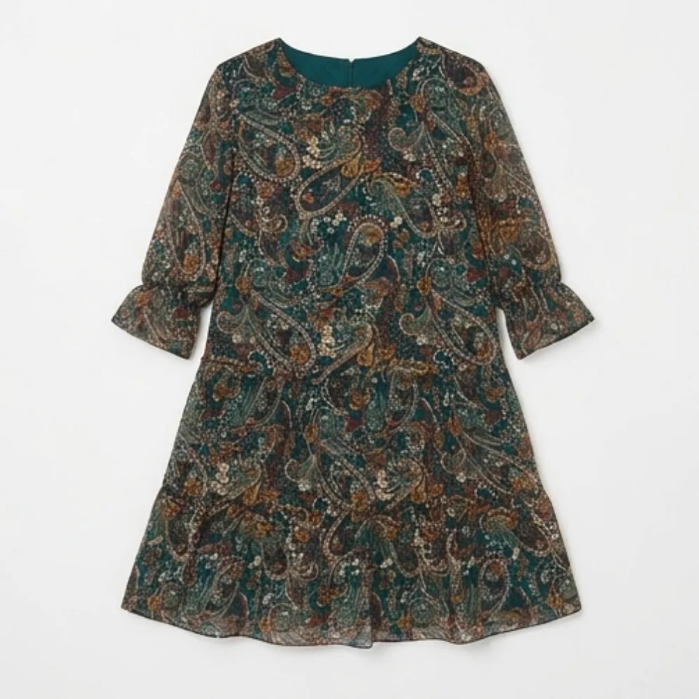 Tiered Floral Chiffon Midi Dress