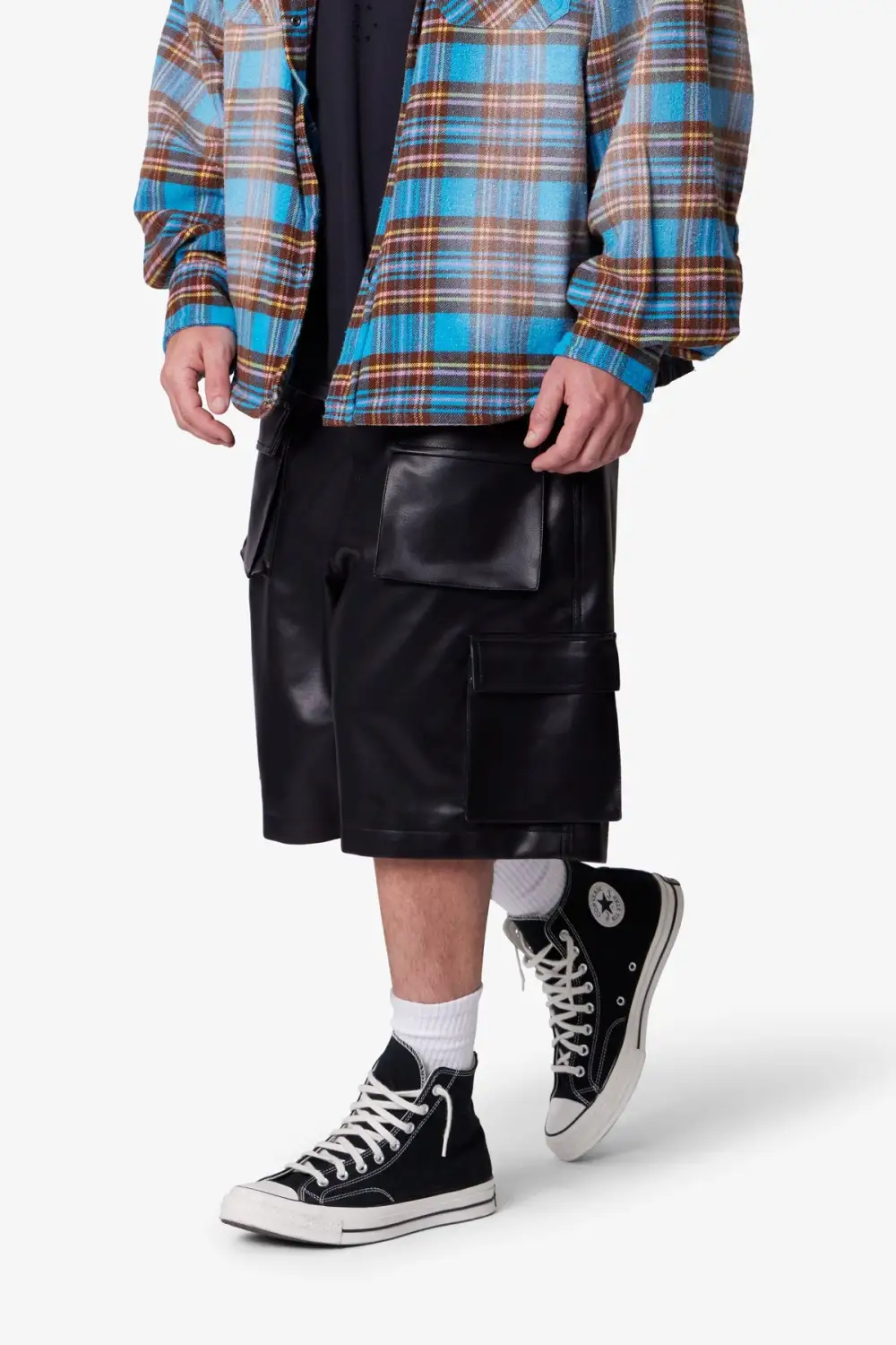 Baggy Leather Cargo Shorts