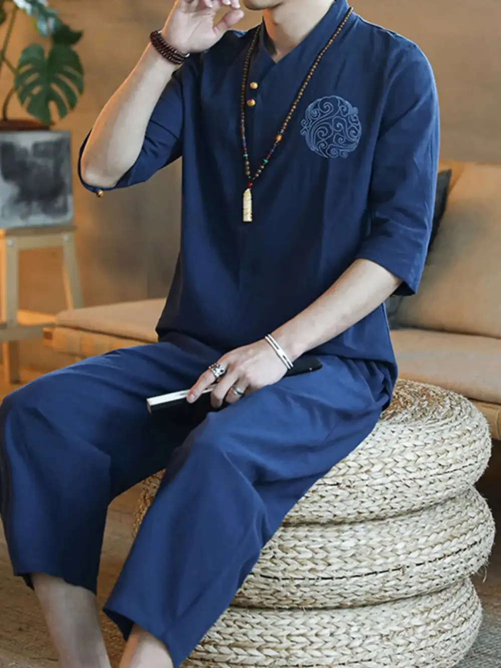 Refined Men's Plus Size Sleeve Top and Pants Set