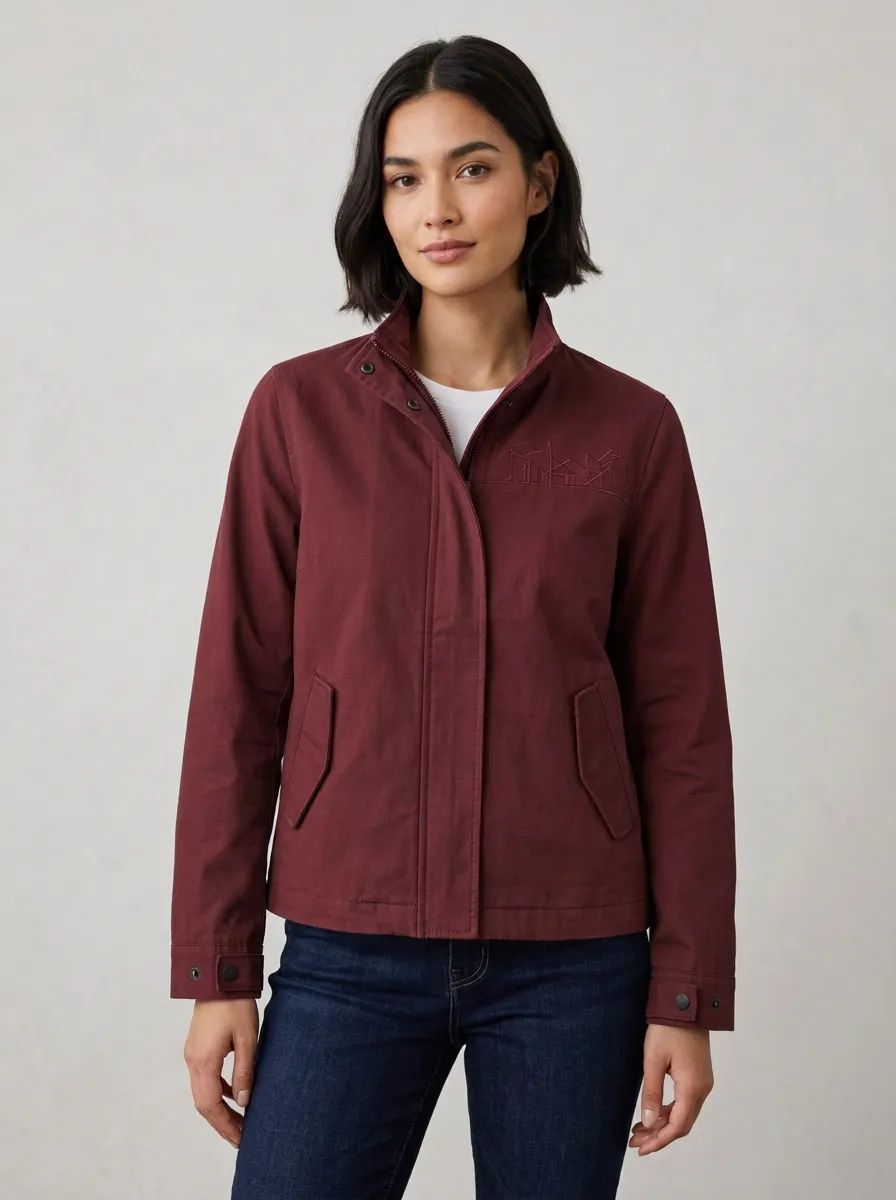 Women's Minimalist Architecture Line Art Embroidered Jacket