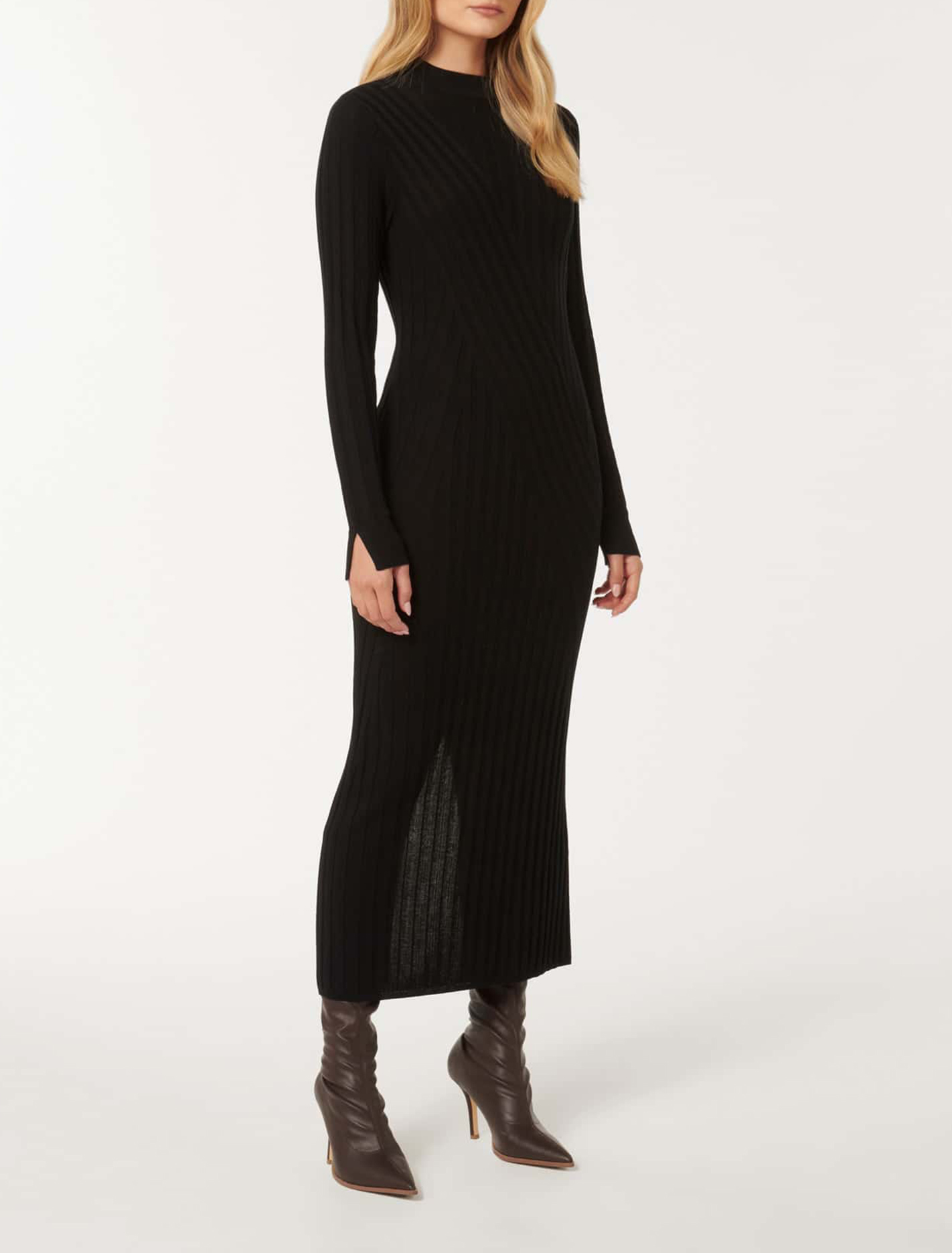 Rib Transfer Midi Dress