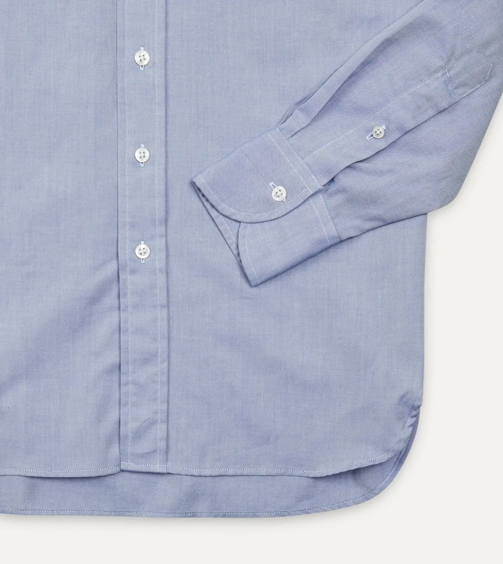 Navy Casual Style Pinpoint Oxford Cotton Cloth Button-Down Shirt Plain