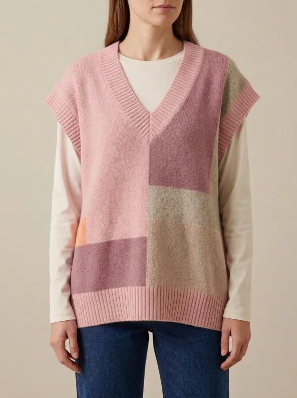 Colorblock Geometric Sweater Vest