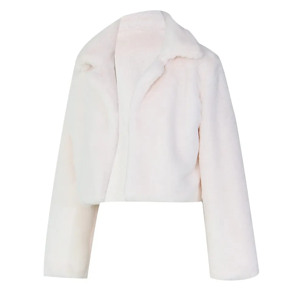 Z1-White Faux Fur Coat Women with Hood Cropped Bubble Coats Fleece Short Warm Jackets Plus Size Winter Coats for Women