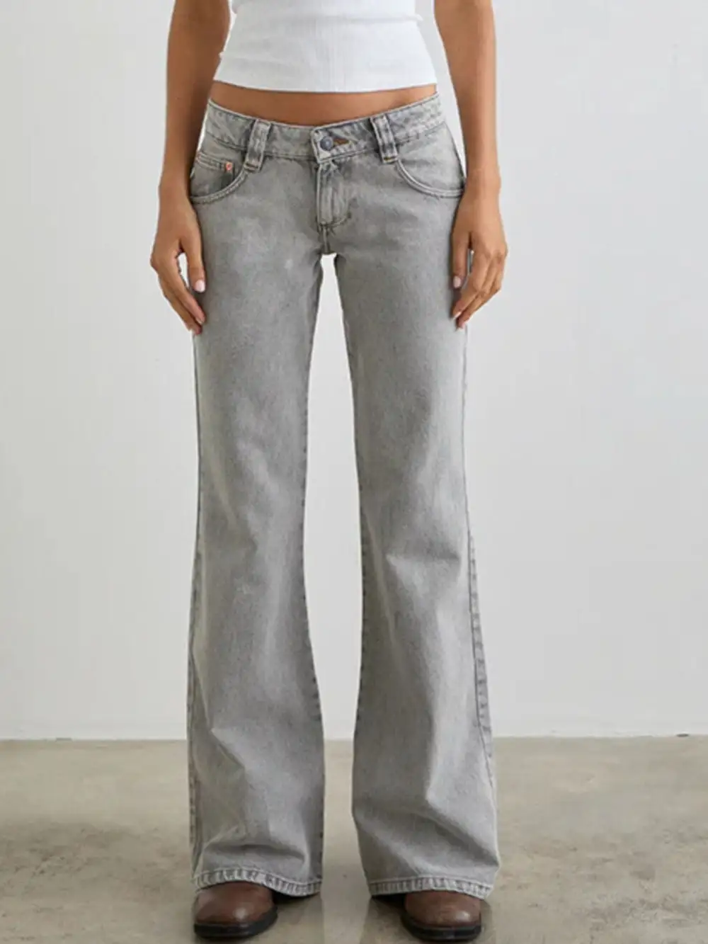 Sharp Low Rise Flare Leg Denim Jeans