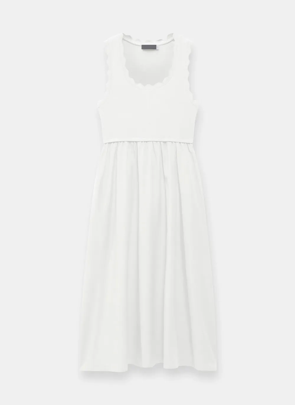 Casual Style Sleeveless Scallop Midi Dress