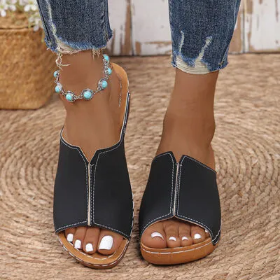 Minimal Open Toe Wedge Sandals