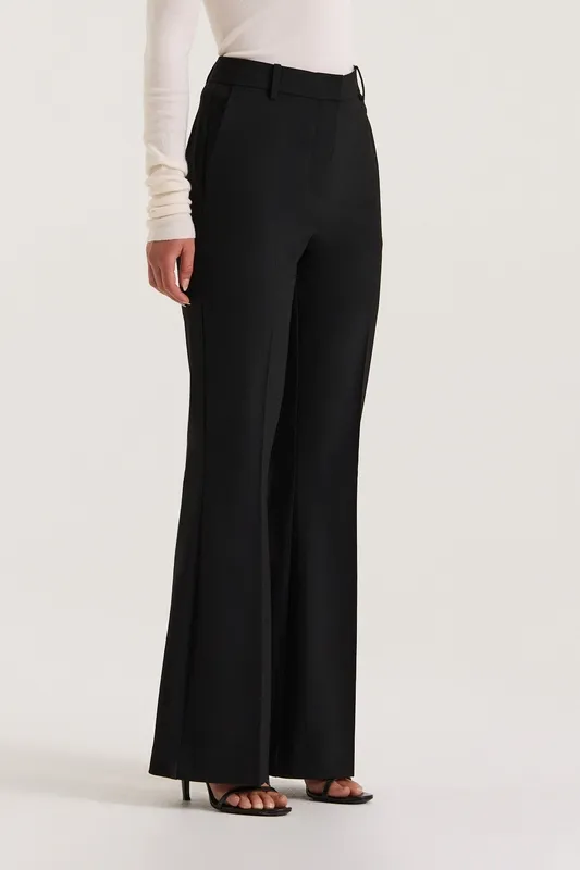 Black Petite Tailored Flare Trouser