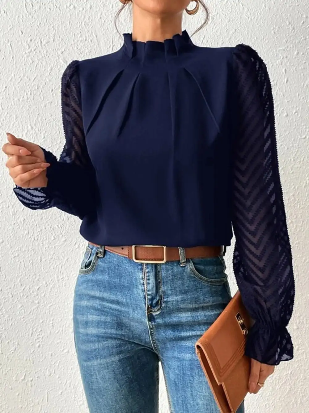 Everyday Ruffle Trim V-Neck Blouse