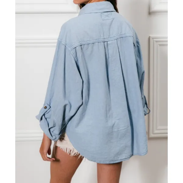 Button Down Stitch Detail Shirt with Chest Pockets
