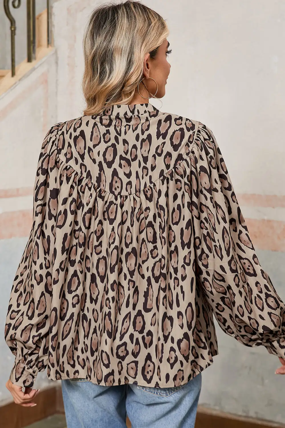 Leopard Print Loose Fit Blouse