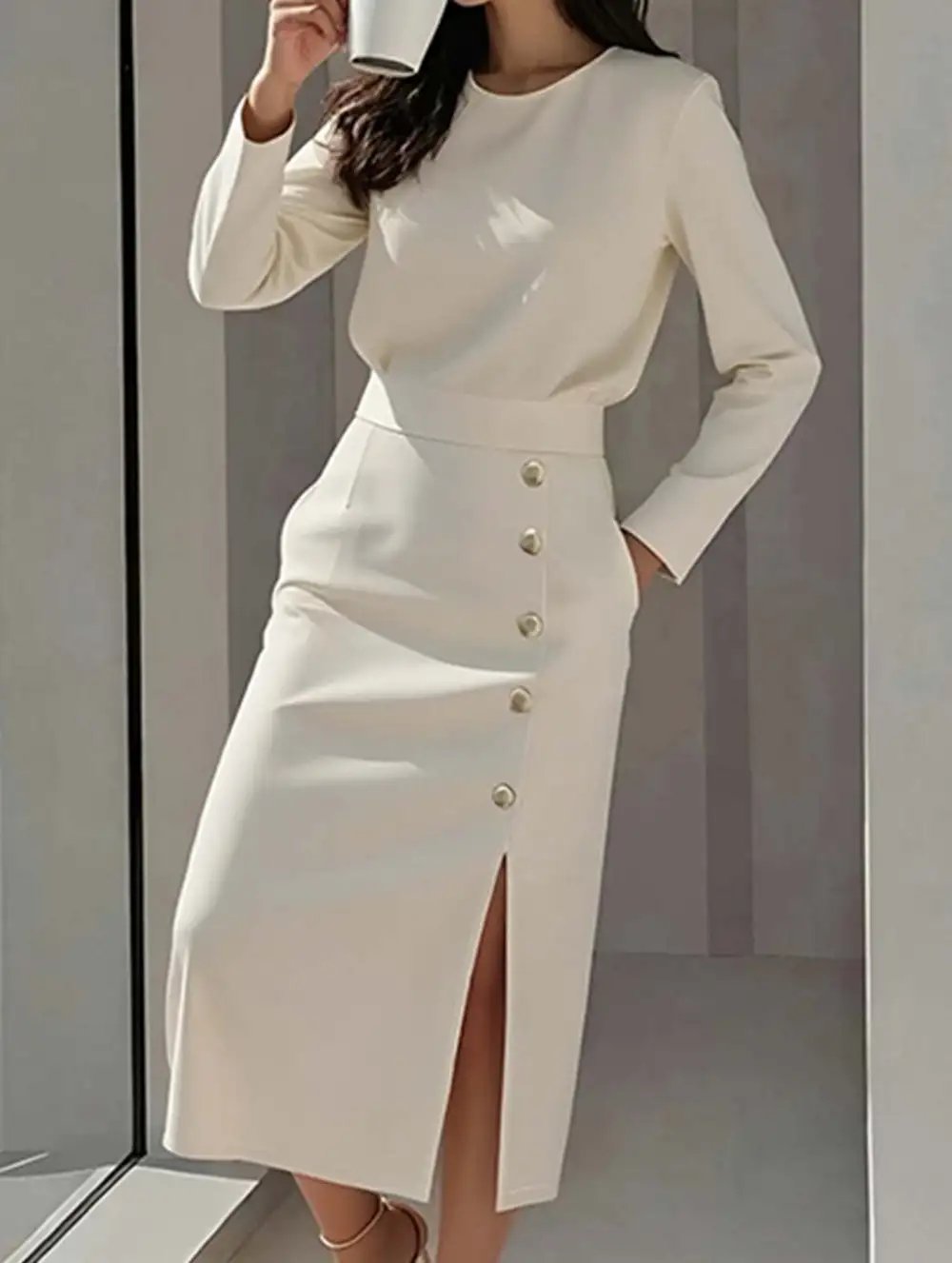 Slim-Fit Split Hem Dress