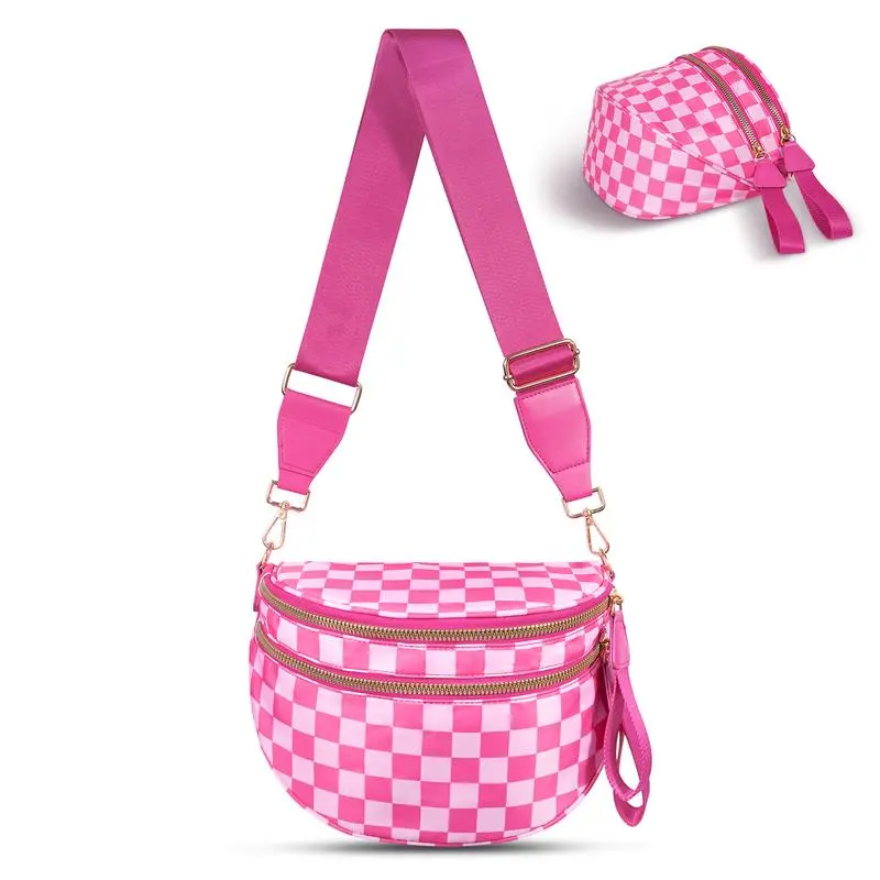🏷️ 🔥 Clearance Sale – 40% OFF! 🔥 Black & White Checkered Nylon Bum Bag – Plus Size Friendly Fanny Pack | Spacious, Lightweight & Stylish Crossbody Gift for Everyone