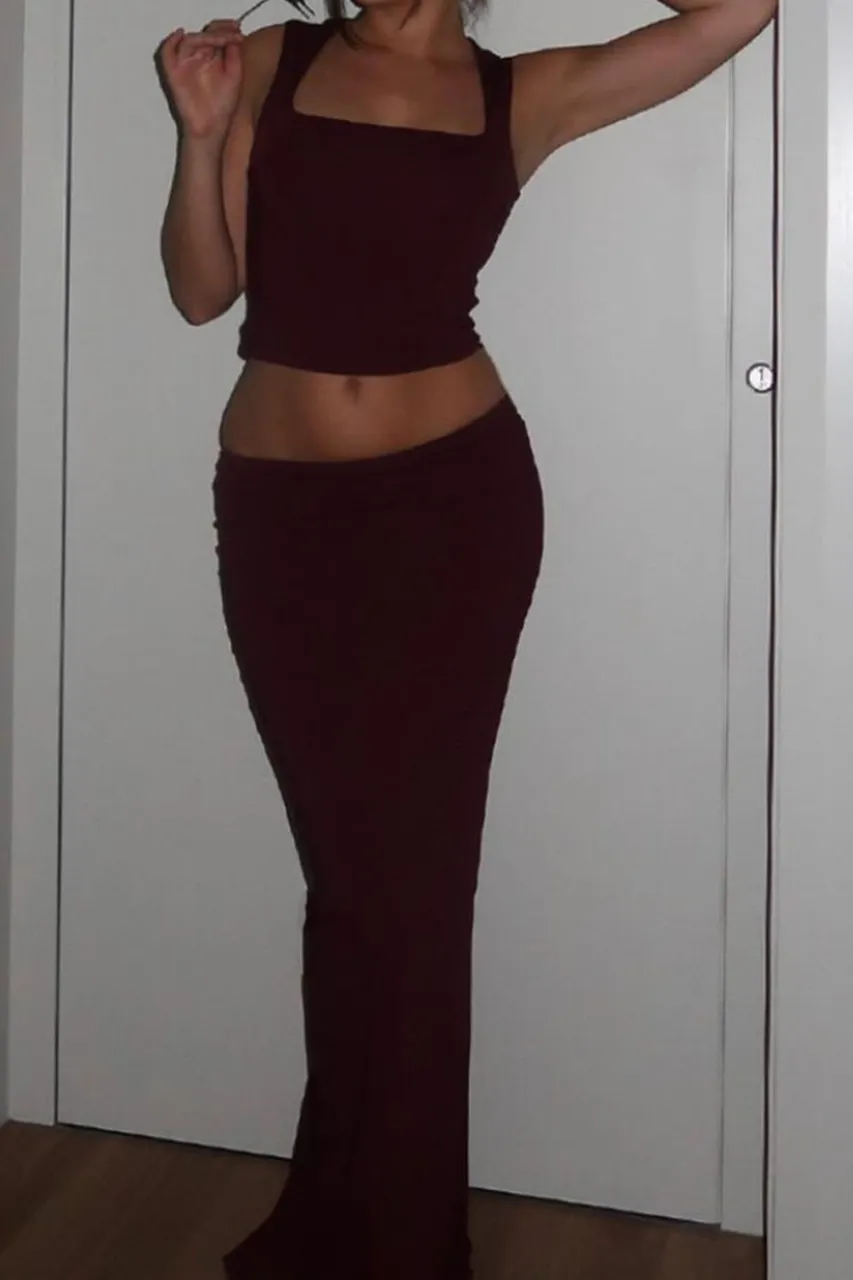 Square Neck Sleeveless Fitted Top