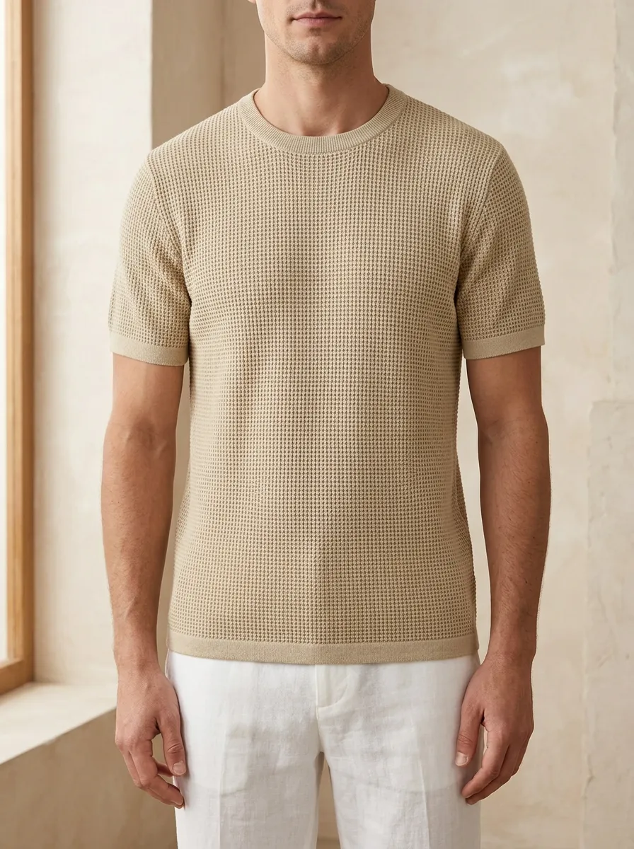 Classic Clean-Line Men's Knit Crew-Neck T-Shirt