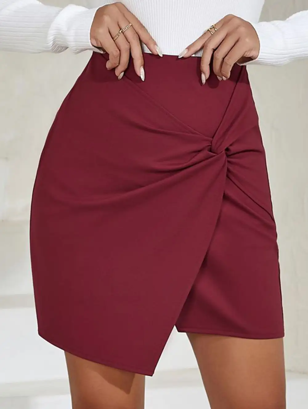 Ruched High Waist Bodycon Mini Skirt