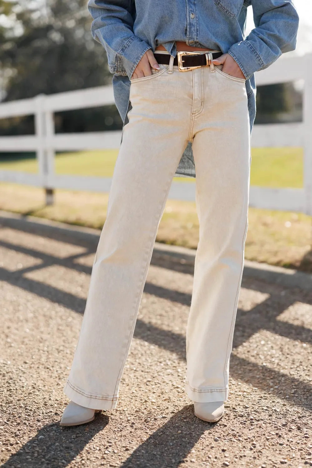 High-Rise Straight-Leg Denim Pants
