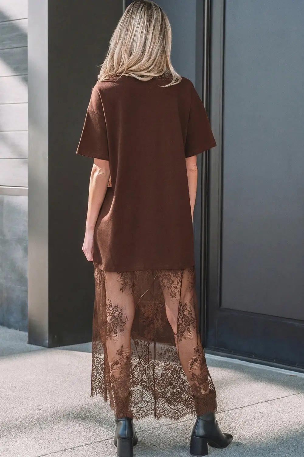 Textured Detail Floral Patchwork Short Sleeve Maxi Dress