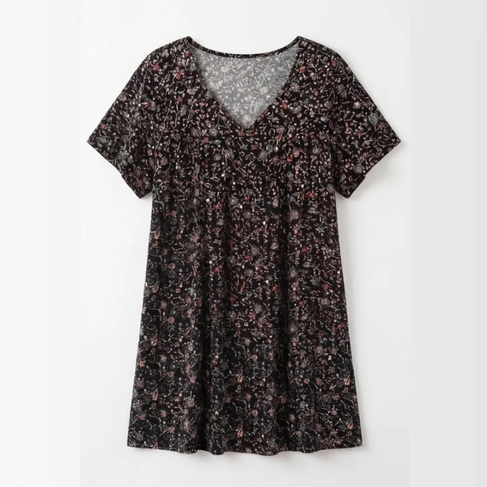 Printed V Neck Flow Blouse