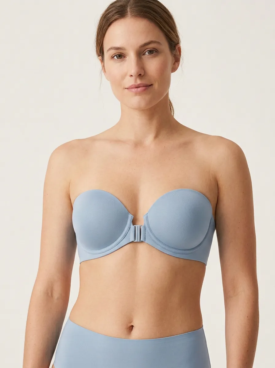 Women's Molded-Cup Clean-Line Front-Closure Strapless Bra