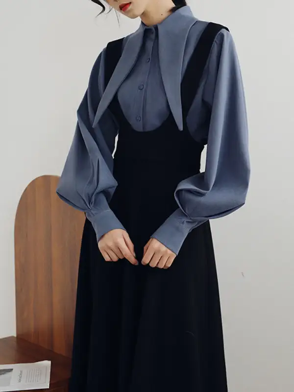 Textured Bow Shirt Maxi Dress