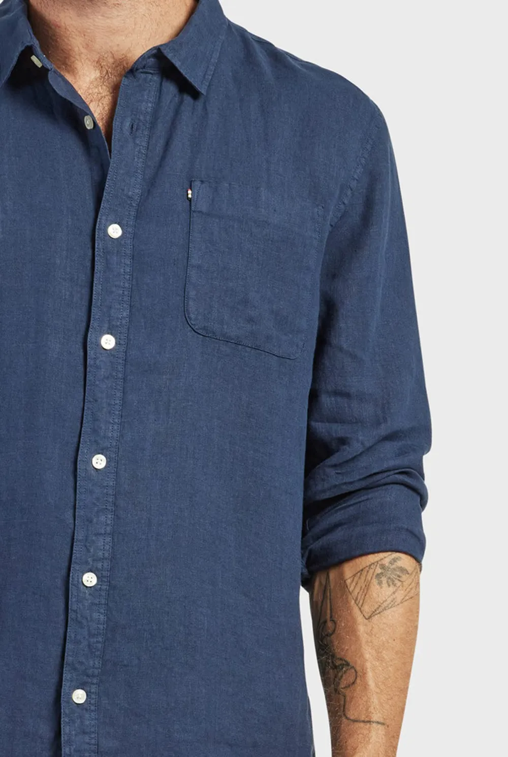 Classic Linen Shirt-Navy