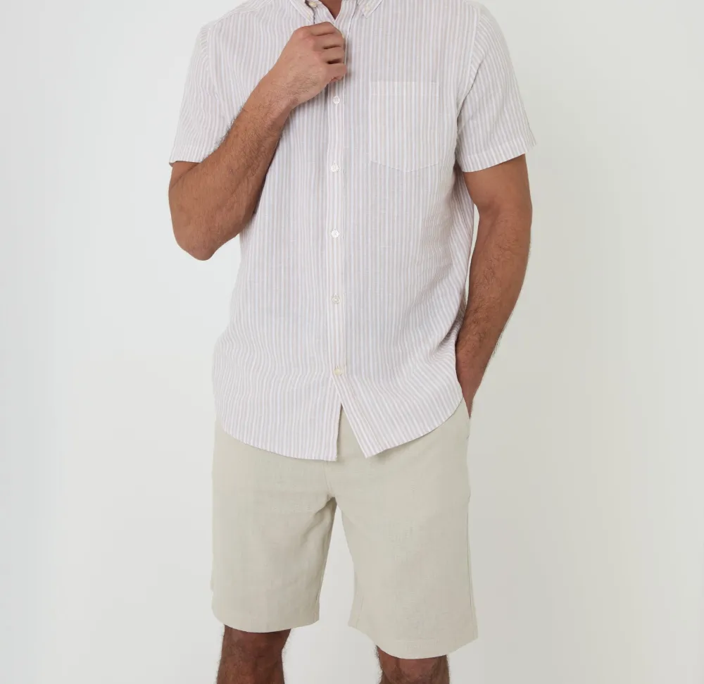Men's Light Stone Linen Blend Shorts