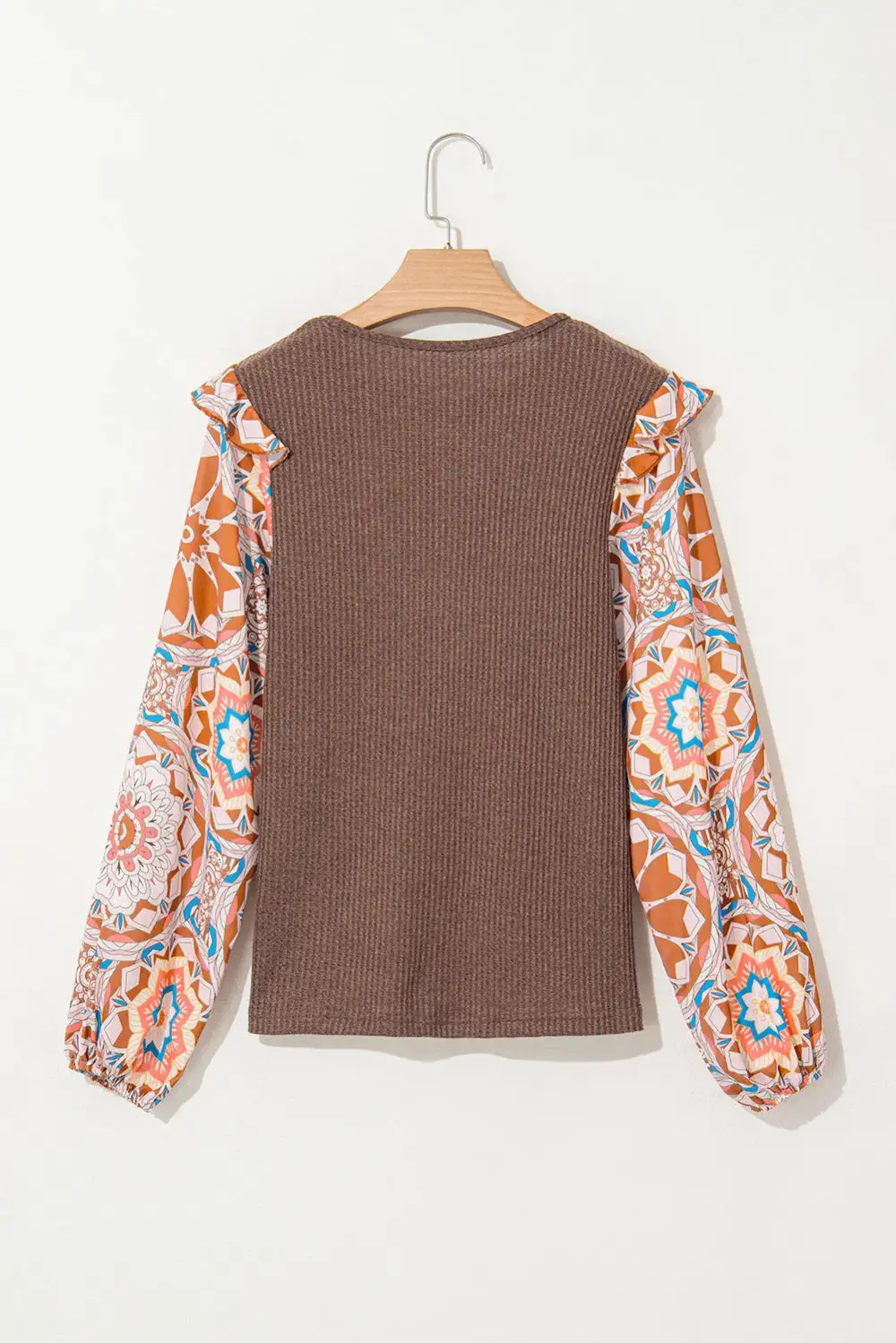 Floral Ruffled Waffle Knit Blouse