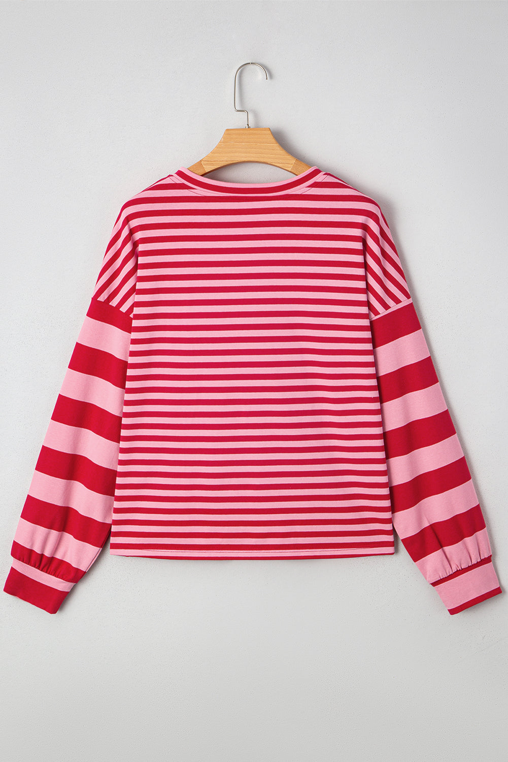 Women's Striped V Neck Drop Shoulder Pullover Top