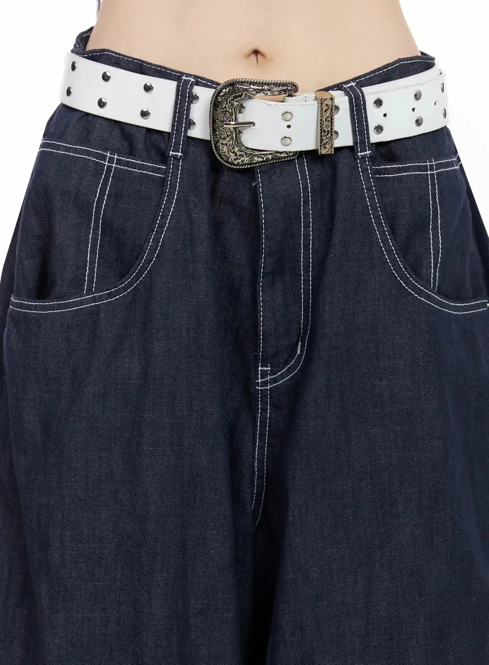 Pocketed Wide Leg Baggy Jeans
