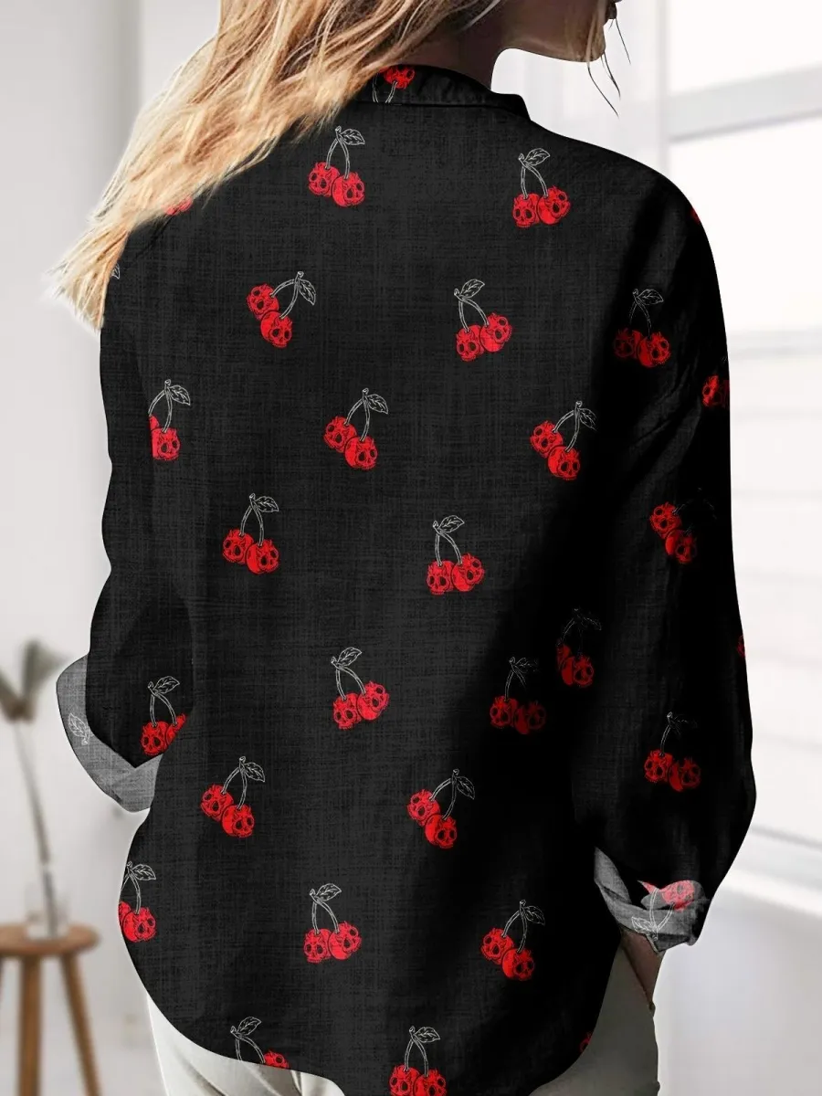 Skull Cherry Print Shirt