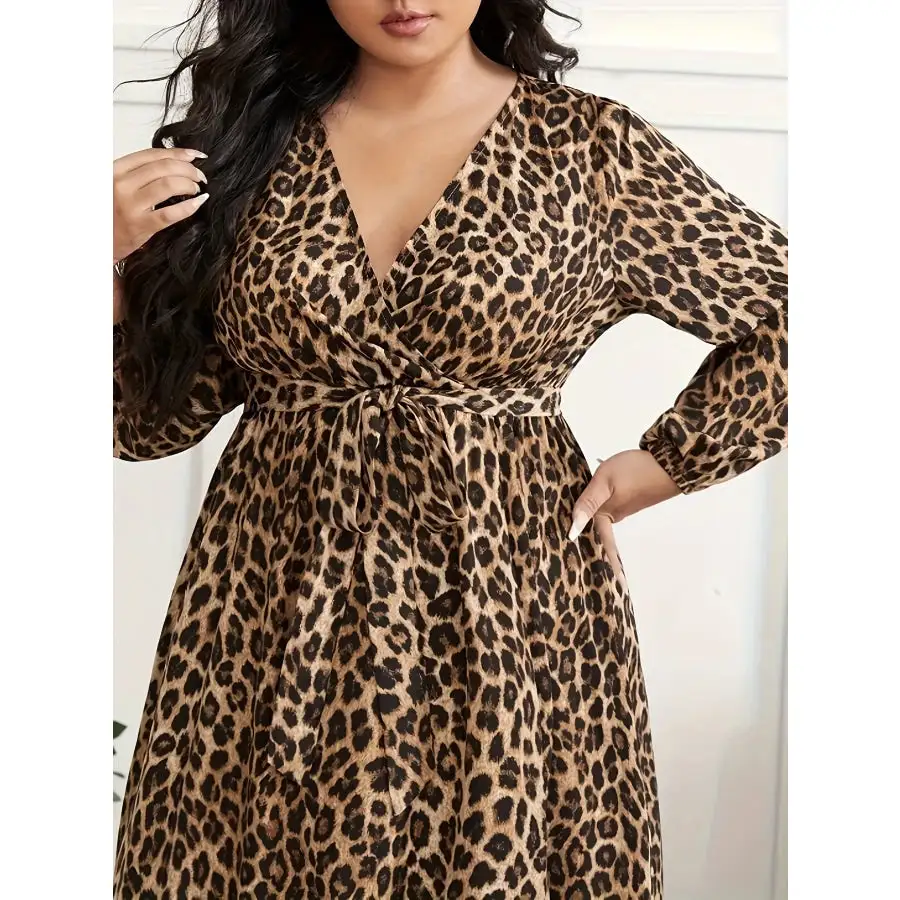Plus Size Print Surplice Maxi Dress