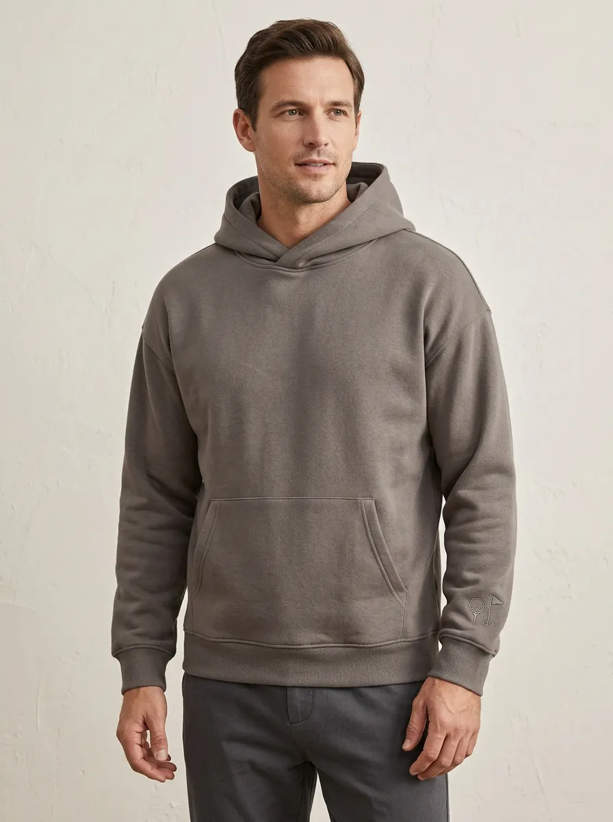 Performance Golf-Ball Flag-Motif Embroidered Golf Casual Hoodie