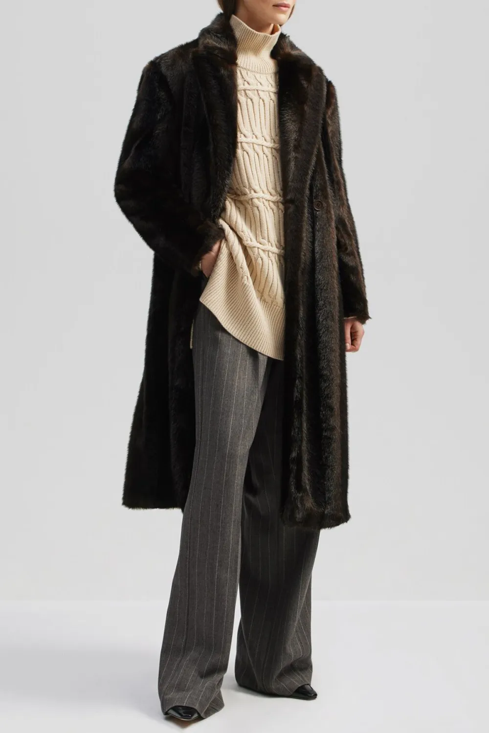 Faux Fur Long Length Coat