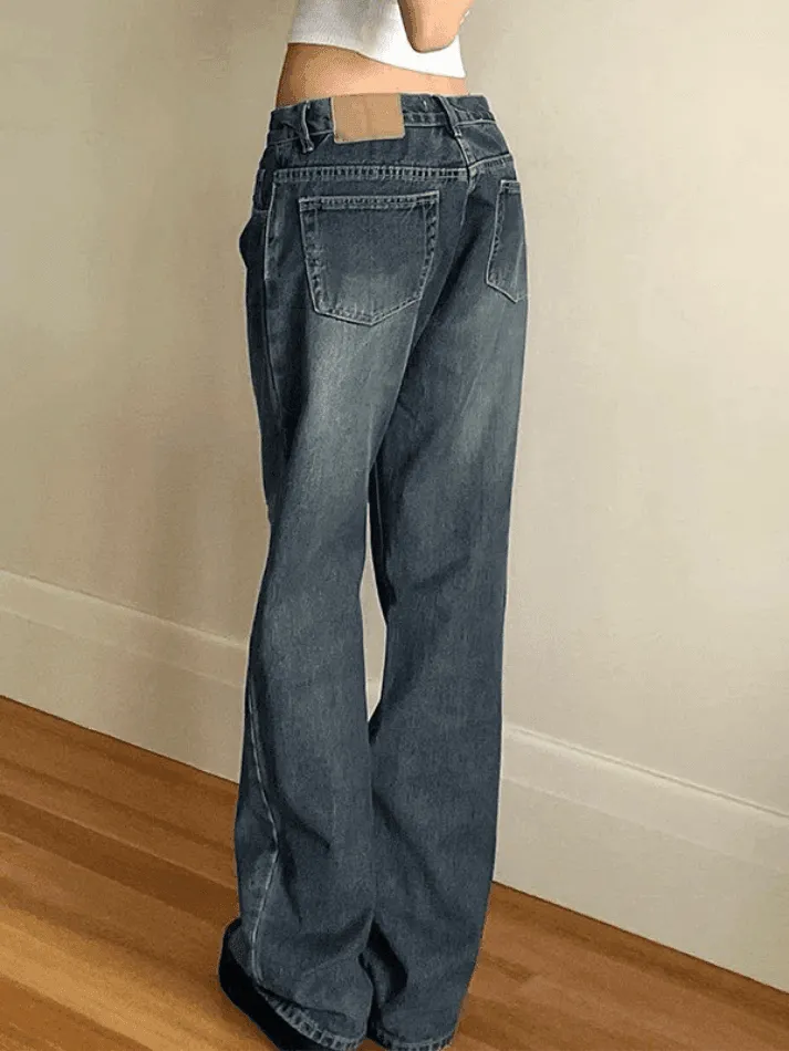 Five Pocket Vintage Wash Boyfriend Jeans