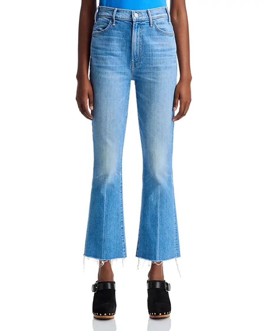 Belt Loops High Rise Flare Leg Ankle Jeans