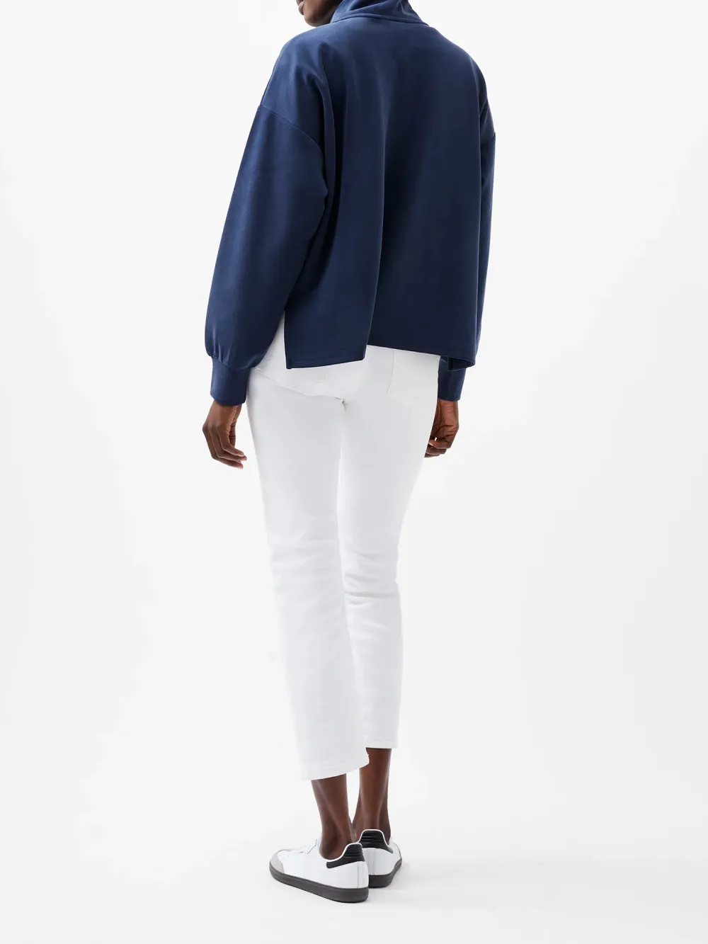 Basic Zip-Neck Sweatshirt With A Lazy Feel