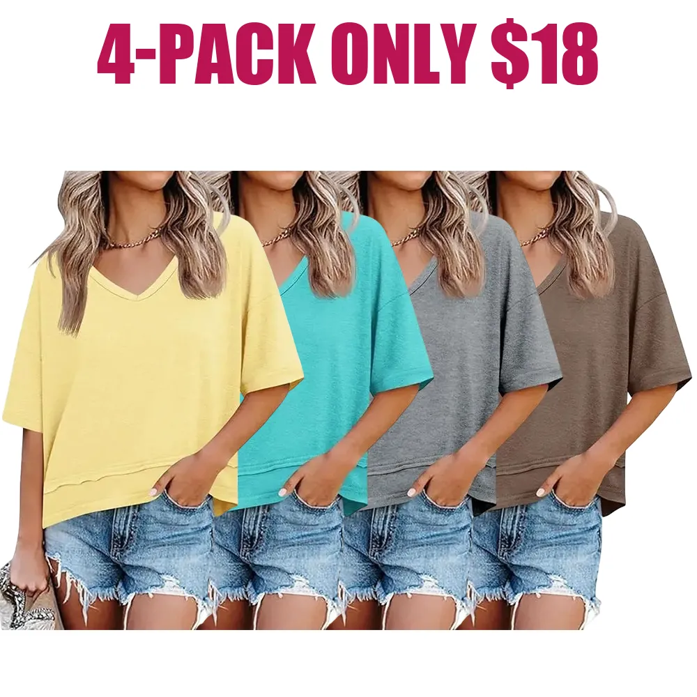 🔥Hot Sale💥-Women's Summer V-Neck T-Shirt🔥16-Pack - All Colors Included